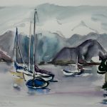 La Mer, peinture de Micheline Reboulleau - Rencontres buissonnières