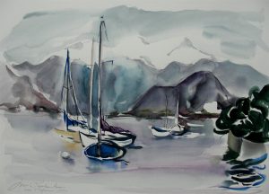 La Mer, peinture de Micheline Reboulleau - Rencontres buissonnières